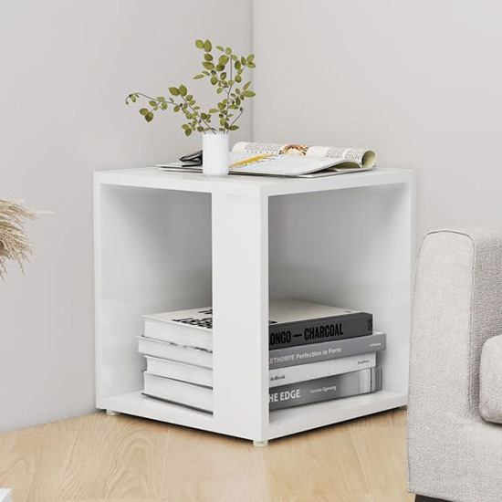 Read more about Celous square high gloss side table in white