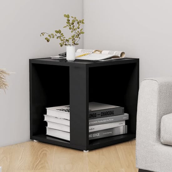 Celous Square Wooden Side Table In Black