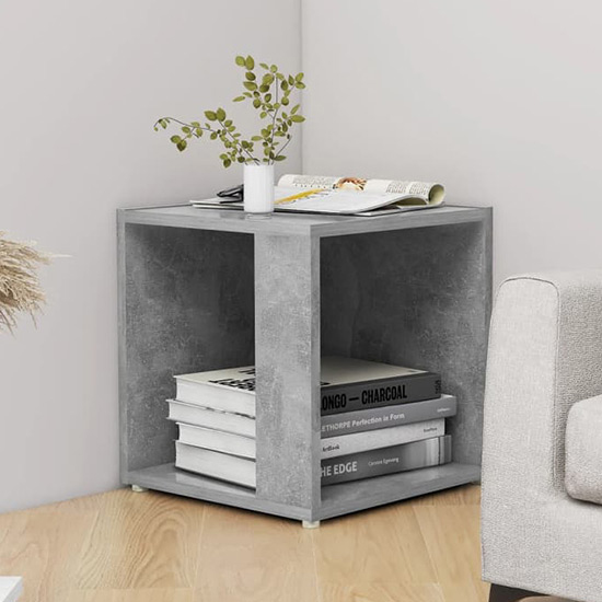 Celous Square Wooden Side Table In Concrete Effect