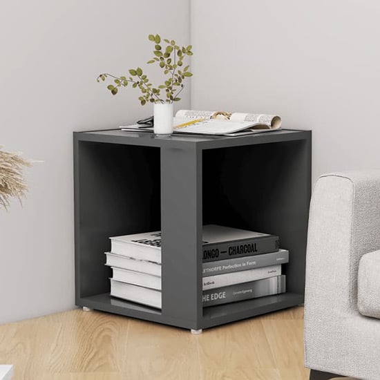 Celous Square Wooden Side Table In Grey