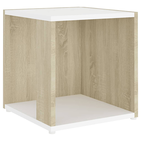 Celous Square Wooden Side Table In White And Sonoma Oak_2