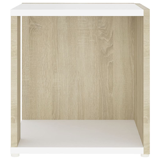 Celous Square Wooden Side Table In White And Sonoma Oak_3