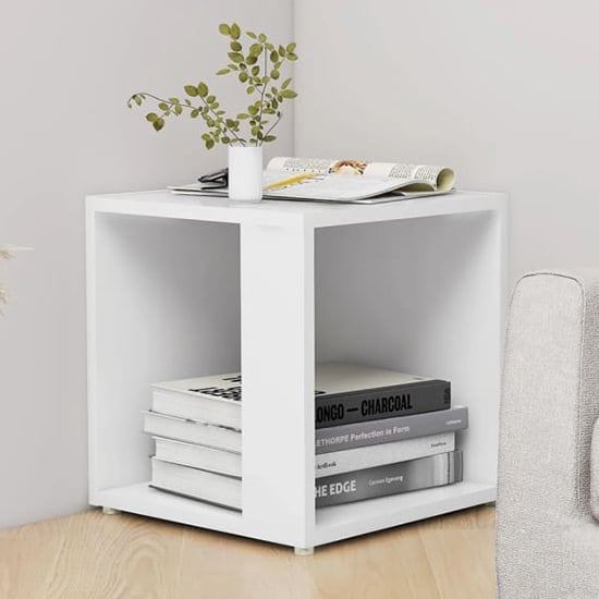 Celous Square Wooden Side Table In White_1