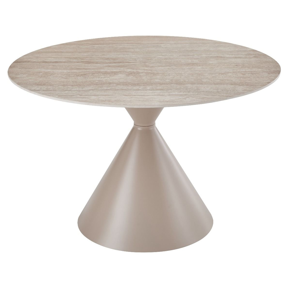 Celrion Travertine Marble Effect Sintered Stone Top Dining Table with Cappuccino Base