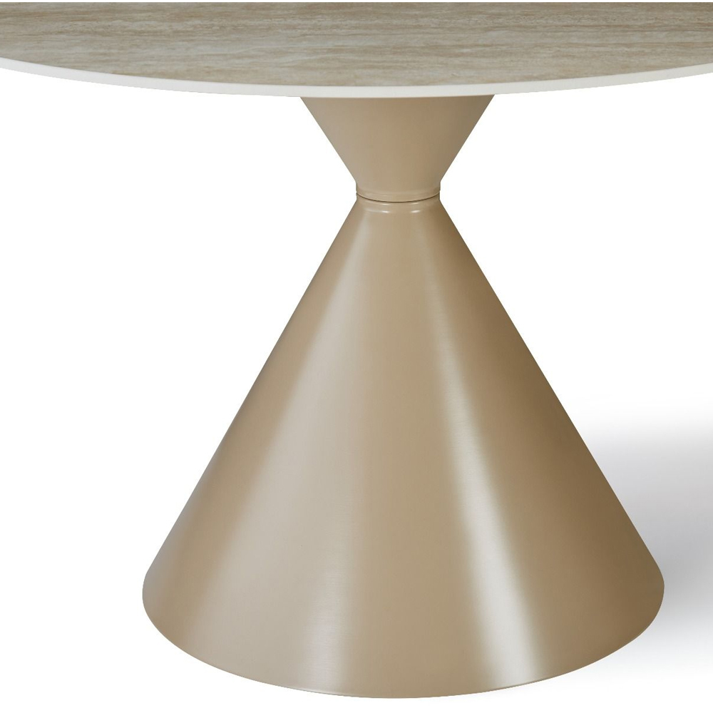 Celrion Travertine Marble Effect Sintered Stone Top Dining Table with Cappuccino Base