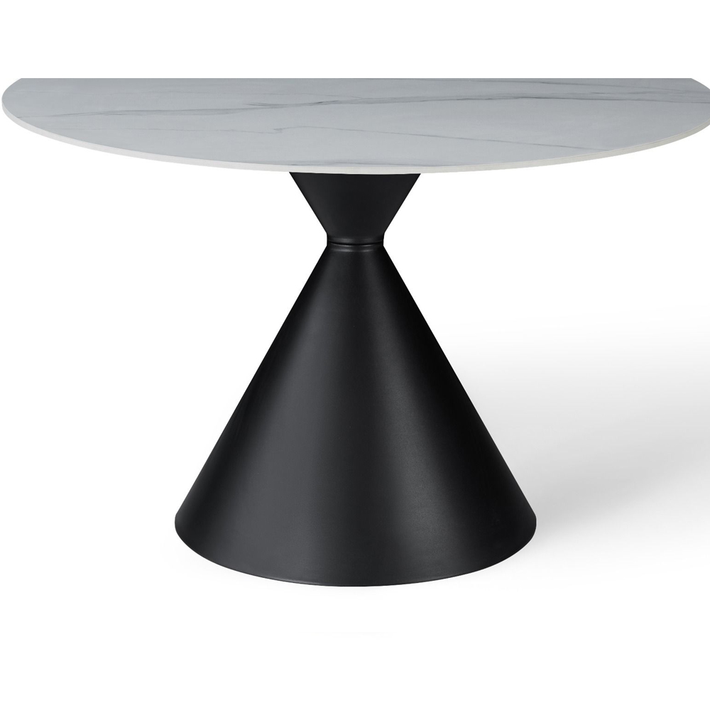 Celrion White Sintered Stone Top Dining Table with Black Base