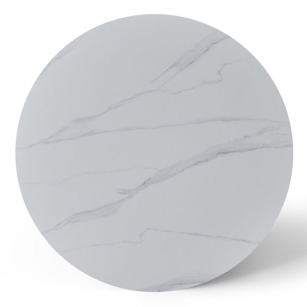 Celrion White Sintered Stone Top Dining Table with Black Base