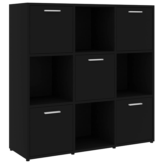 Celsa Wooden Bookcase With 5 Doors 4 Shelves In Black_3