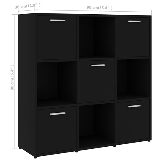 Celsa Wooden Bookcase With 5 Doors 4 Shelves In Black_5