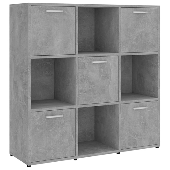 Celsa Wooden Bookcase With 5 Doors 4 Shelves In Concrete Effect