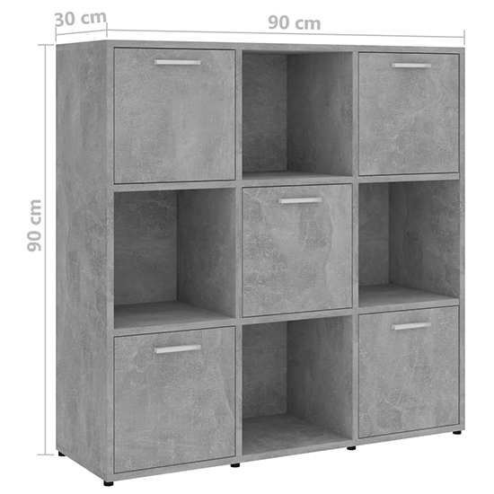 Celsa Wooden Bookcase With 5 Doors 4 Shelves In Concrete Effect