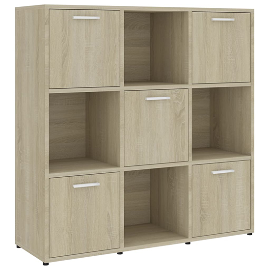 Celsa Wooden Bookcase With 5 Doors 4 Shelves In Sonoma Oak