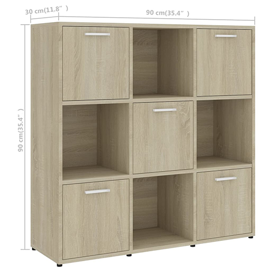 Celsa Wooden Bookcase With 5 Doors 4 Shelves In Sonoma Oak