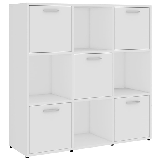 Celsa Wooden Bookcase With 5 Doors 4 Shelves In White