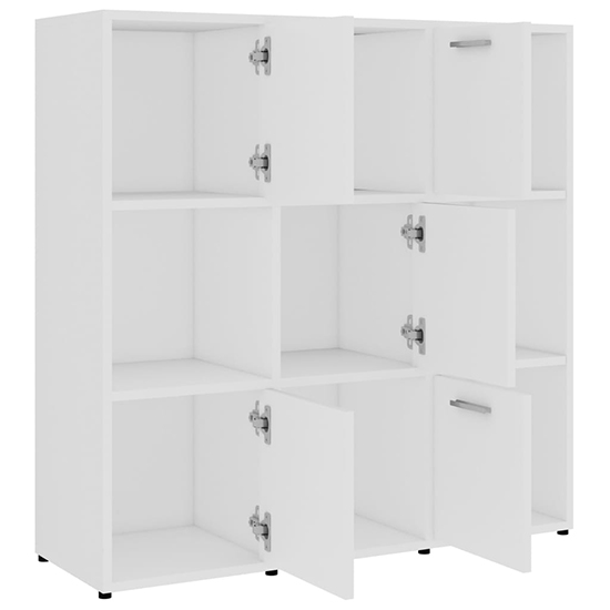 Celsa Wooden Bookcase With 5 Doors 4 Shelves In White