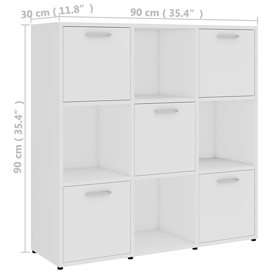 Celsa Wooden Bookcase With 5 Doors 4 Shelves In White