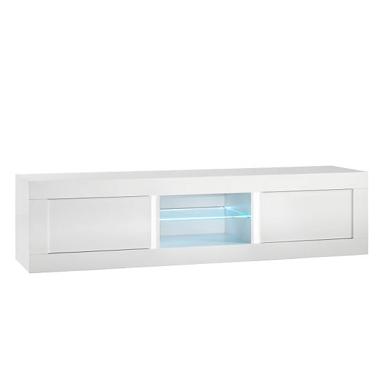 Celtic TV Stand Large In White High Gloss With LED Lighting