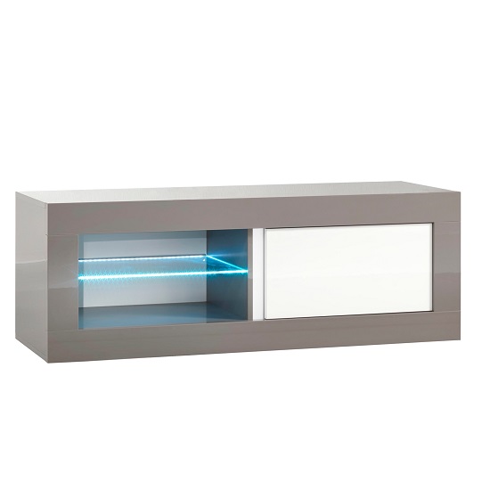 Celtic TV Stand Small In Grey And White High Gloss With LED