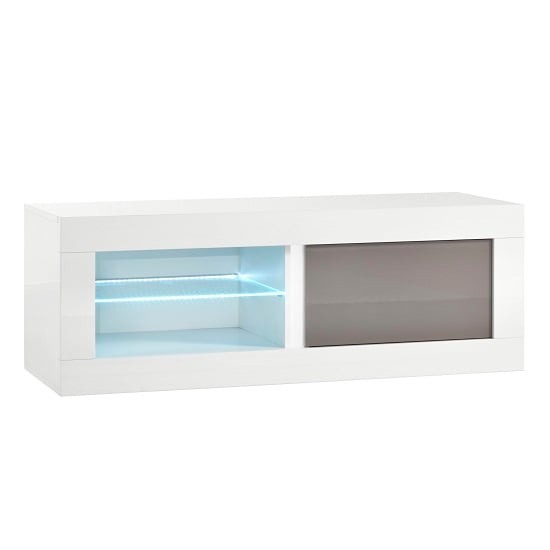 View Celtic tv stand small in white and grey high gloss with led