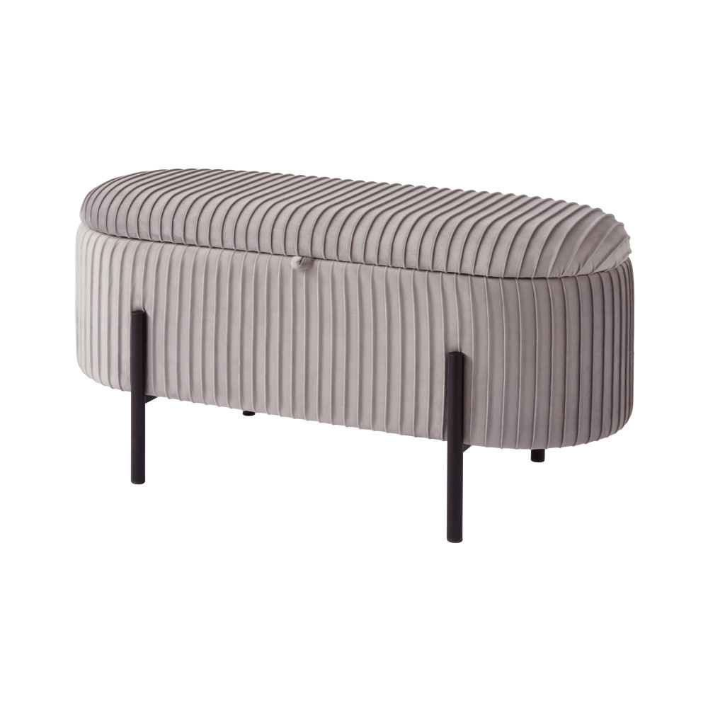 Celvane Velvet Ottoman Storage Bench in Grey