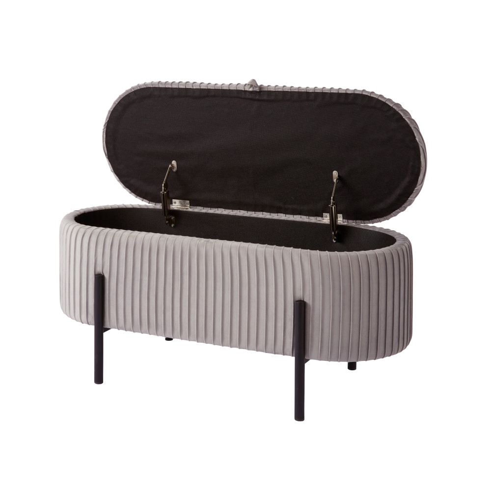 Celvane Velvet Ottoman Storage Bench in Grey