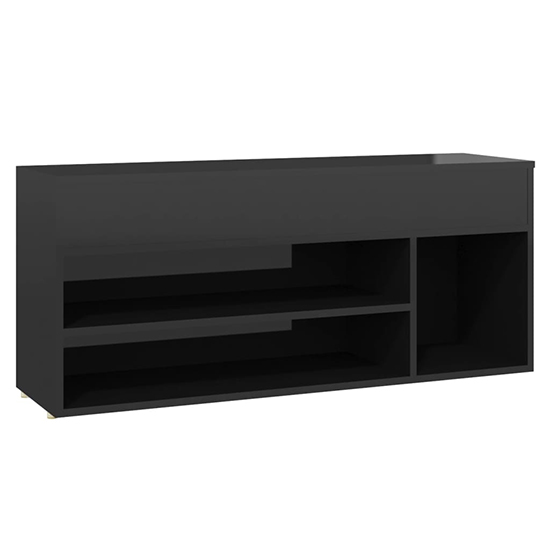 Cemach High Gloss Shoe Storage Bench In Black_3