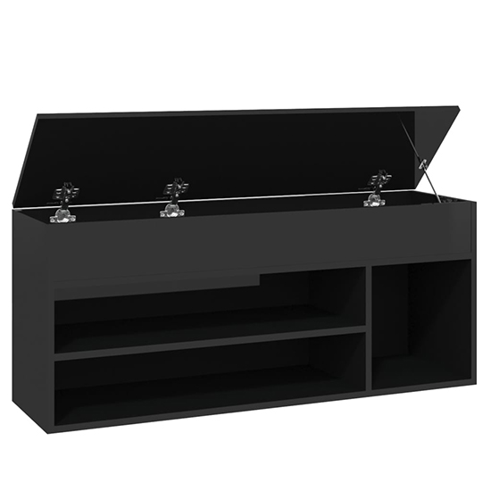 Cemach High Gloss Shoe Storage Bench In Black_5