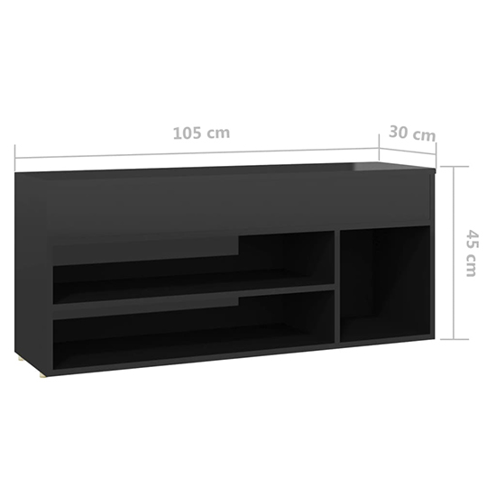 Cemach High Gloss Shoe Storage Bench In Black_6