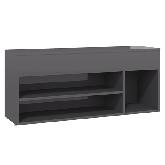 Cemach High Gloss Shoe Storage Bench In Grey Furniture in Fashion