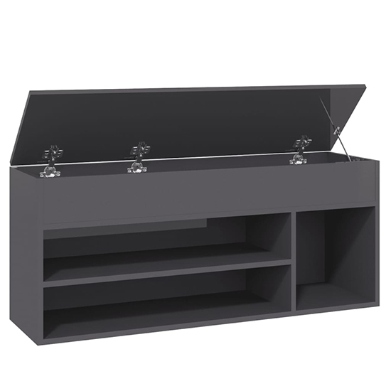 Cemach High Gloss Shoe Storage Bench In Grey Furniture in Fashion