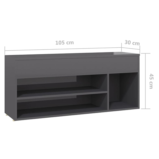 Cemach High Gloss Shoe Storage Bench In Grey_6