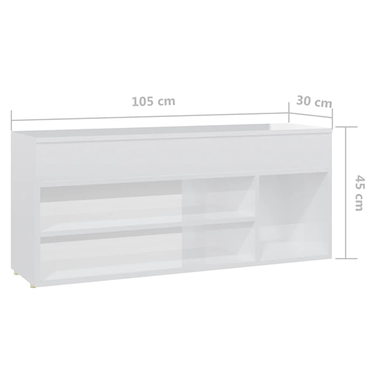 Cemach High Gloss Shoe Storage Bench In White_6