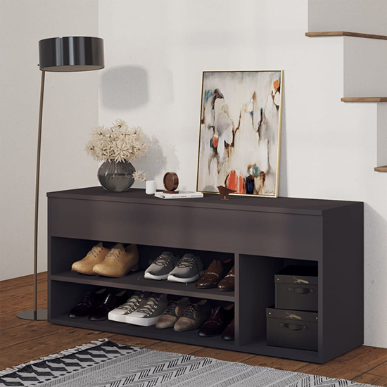 Cemach Wooden Shoe Storage Bench In Grey Furniture in Fashion