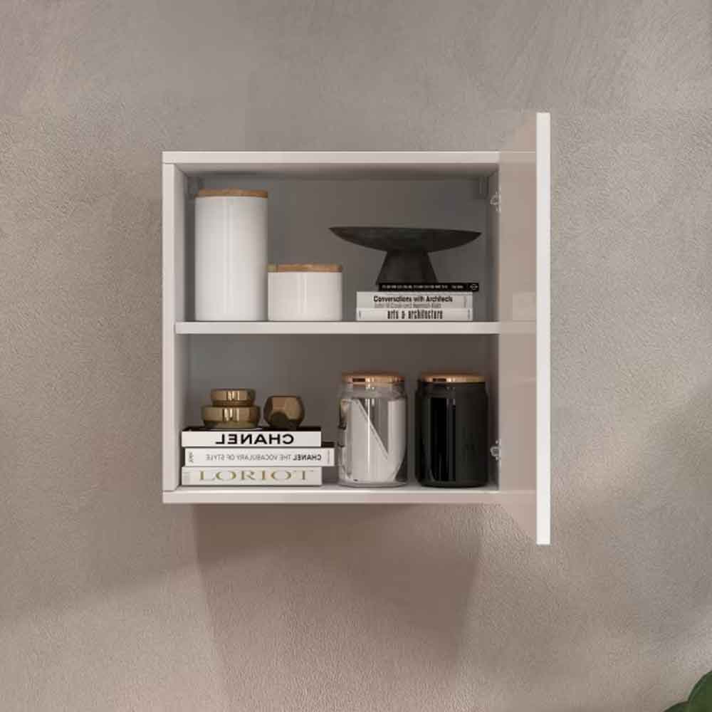 Centennial Wall Hung High Gloss Storage Cabinet With 1 Door In White