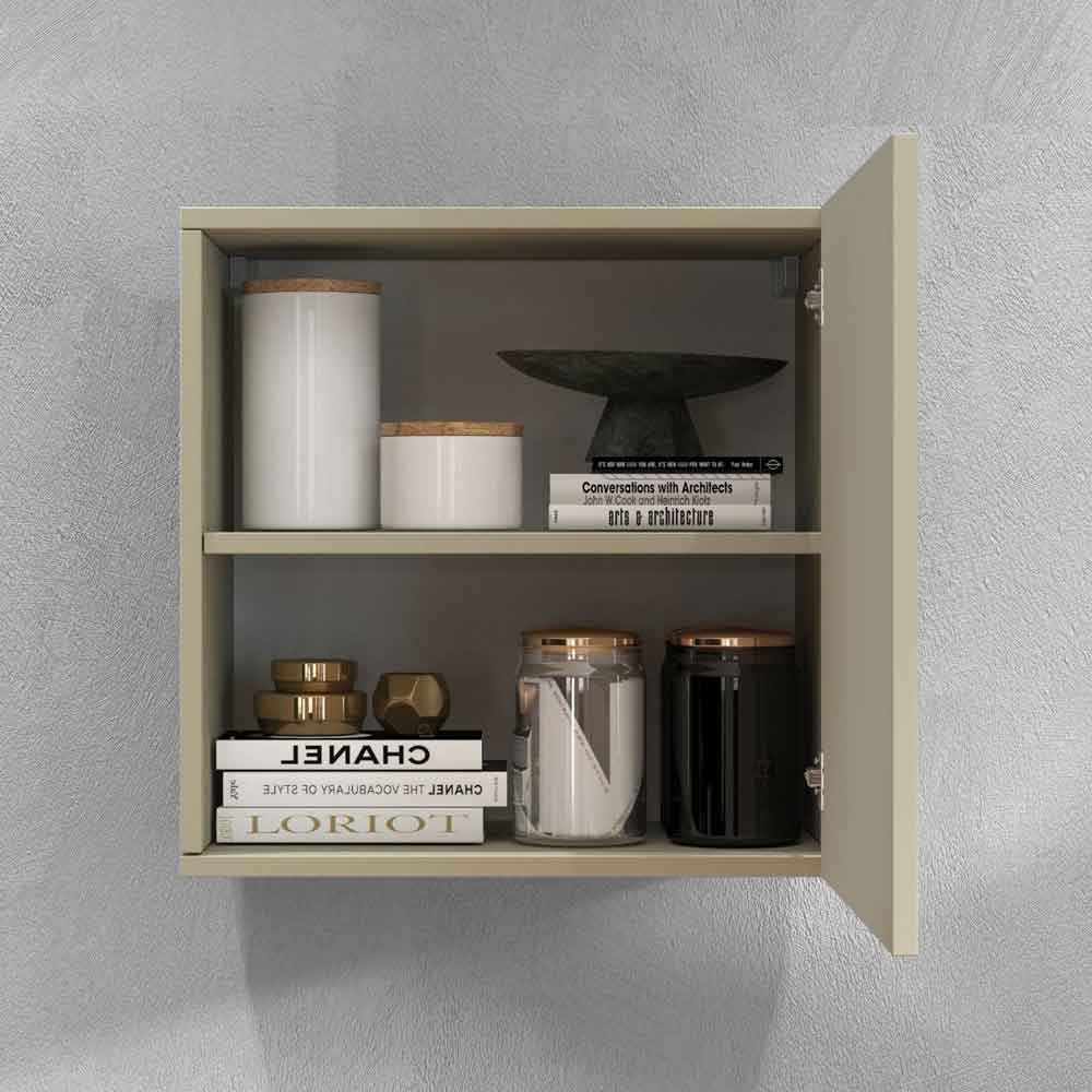Centennial Wall Hung Wooden Storage Cabinet With 1 Door In Taupe