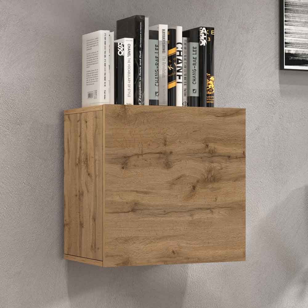 Centennial Wall Hung Wooden Storage Cabinet With 1 Door In Wotan Oak