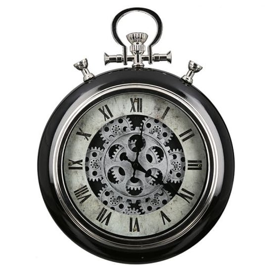 Read more about Central glass wall clock with black and silver metal frame