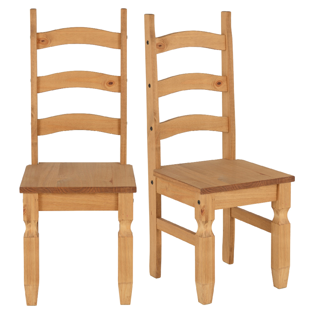 Central Oak Wooden Dining Chairs In Pair