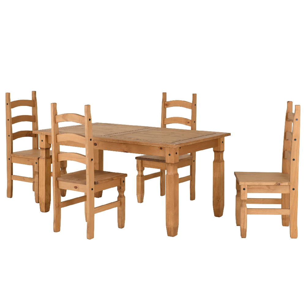 Central Rectangular Wooden Dining Table With 4 Oak Chairs