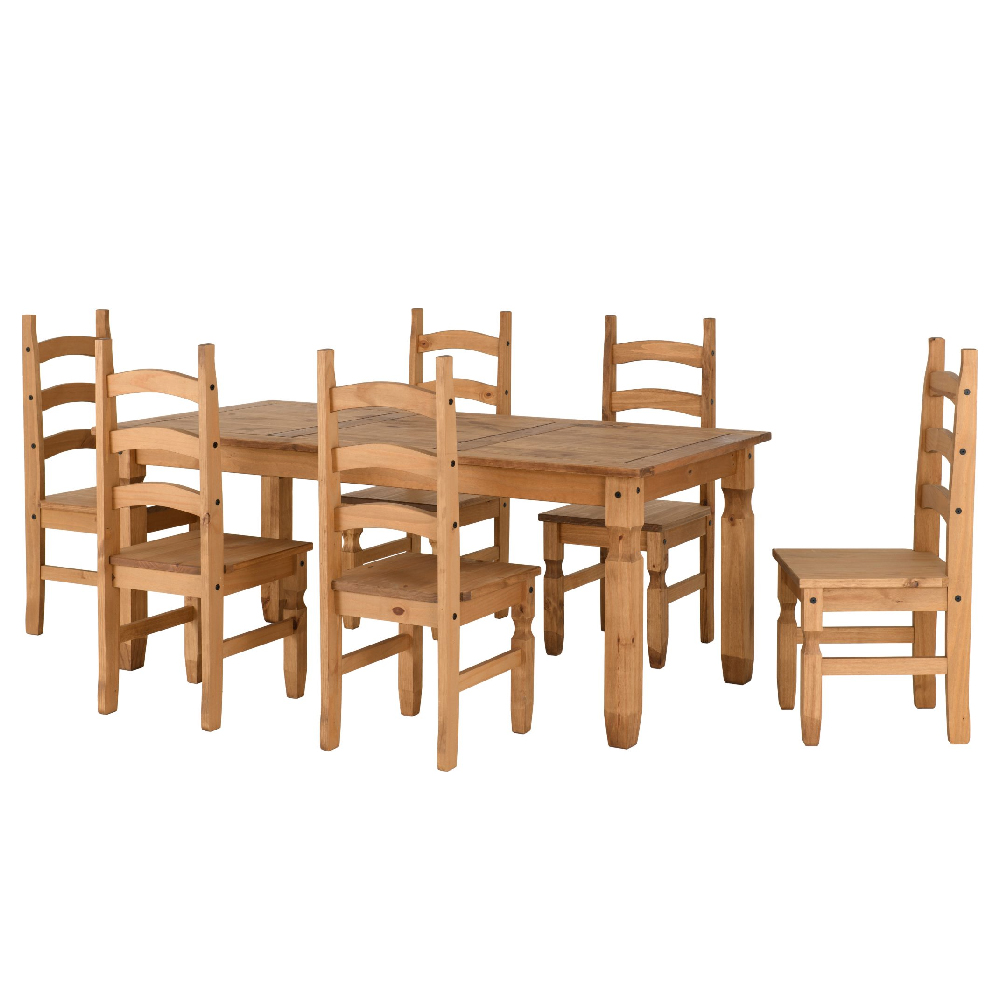 Central Rectangular Wooden Dining Table With 6 Oak Chairs