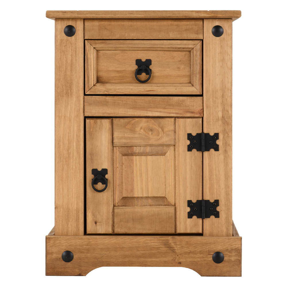 Central Wooden Bedside Cabinet With 1 Door 1 Drawer In Oak