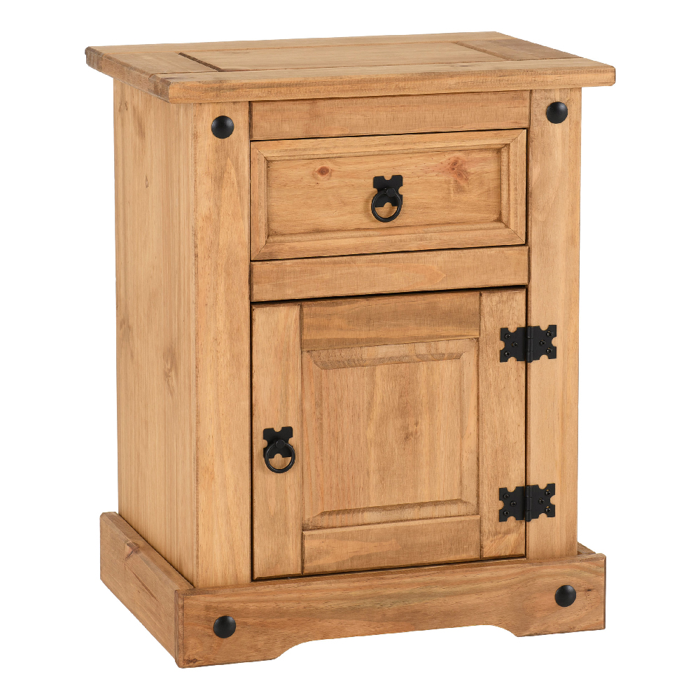 Central Wooden Bedside Cabinet With 1 Drawer 1 Door In Oak