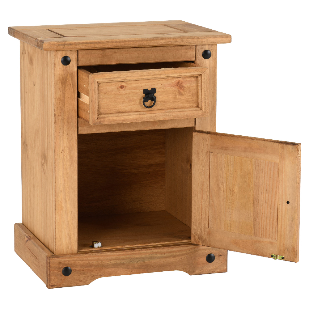 Central Wooden Bedside Cabinet With 1 Drawer 1 Door In Oak