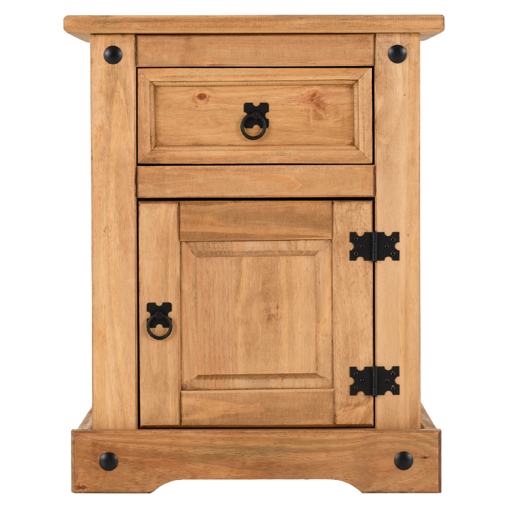 Central Wooden Bedside Cabinet With 1 Drawer 1 Door In Oak