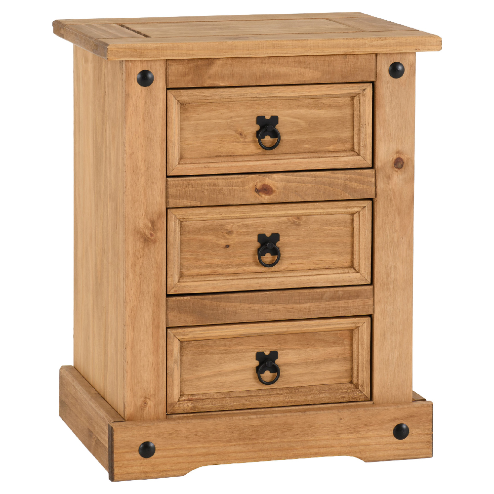 Central Wooden Bedside Cabinet With 3 Drawers In Oak