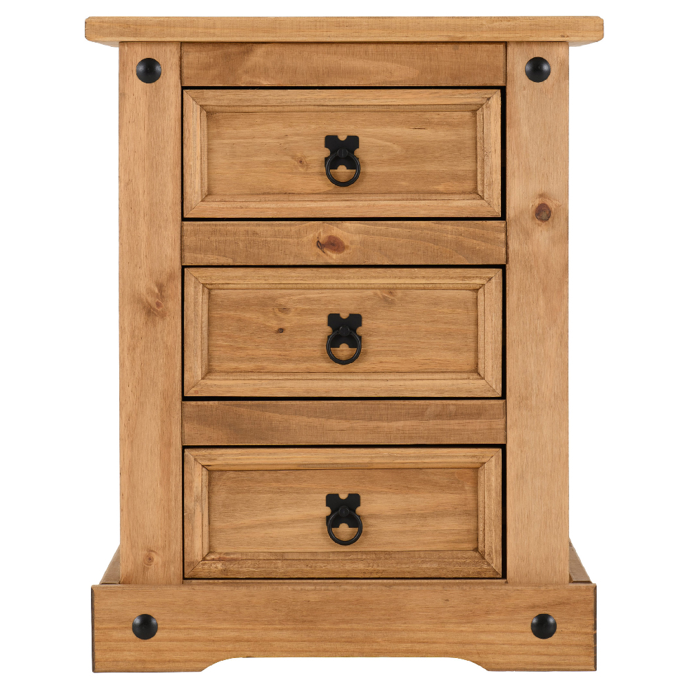 Central Wooden Bedside Cabinet With 3 Drawers In Oak