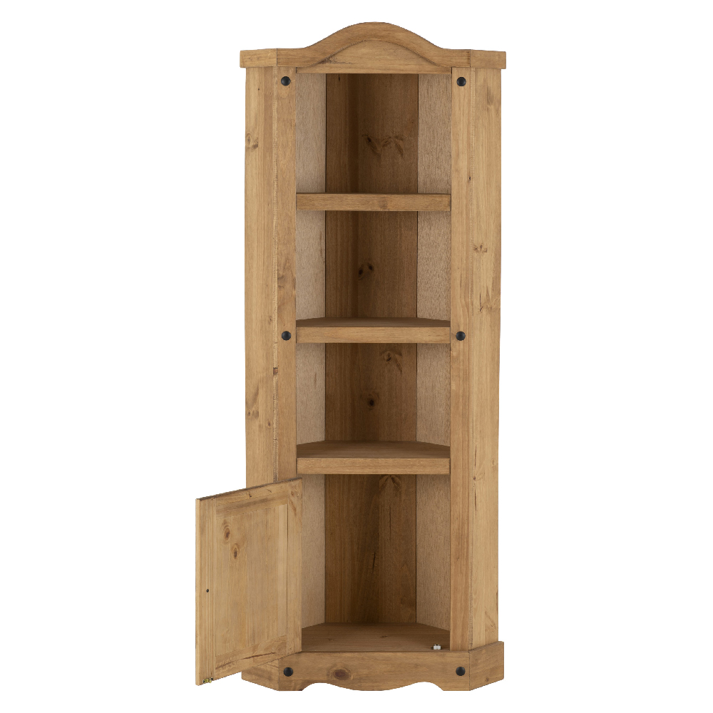 Central Wooden Bookcase With 1 Door 3 Shelves In Oak