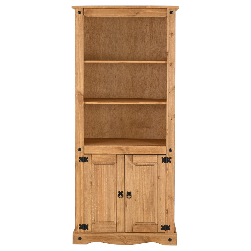 Central Wooden Bookcase With 2 Doors In Oak