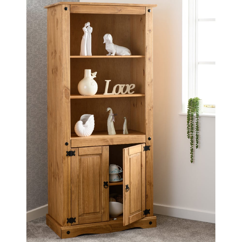 Read more about Central wooden bookcase with 2 doors in oak