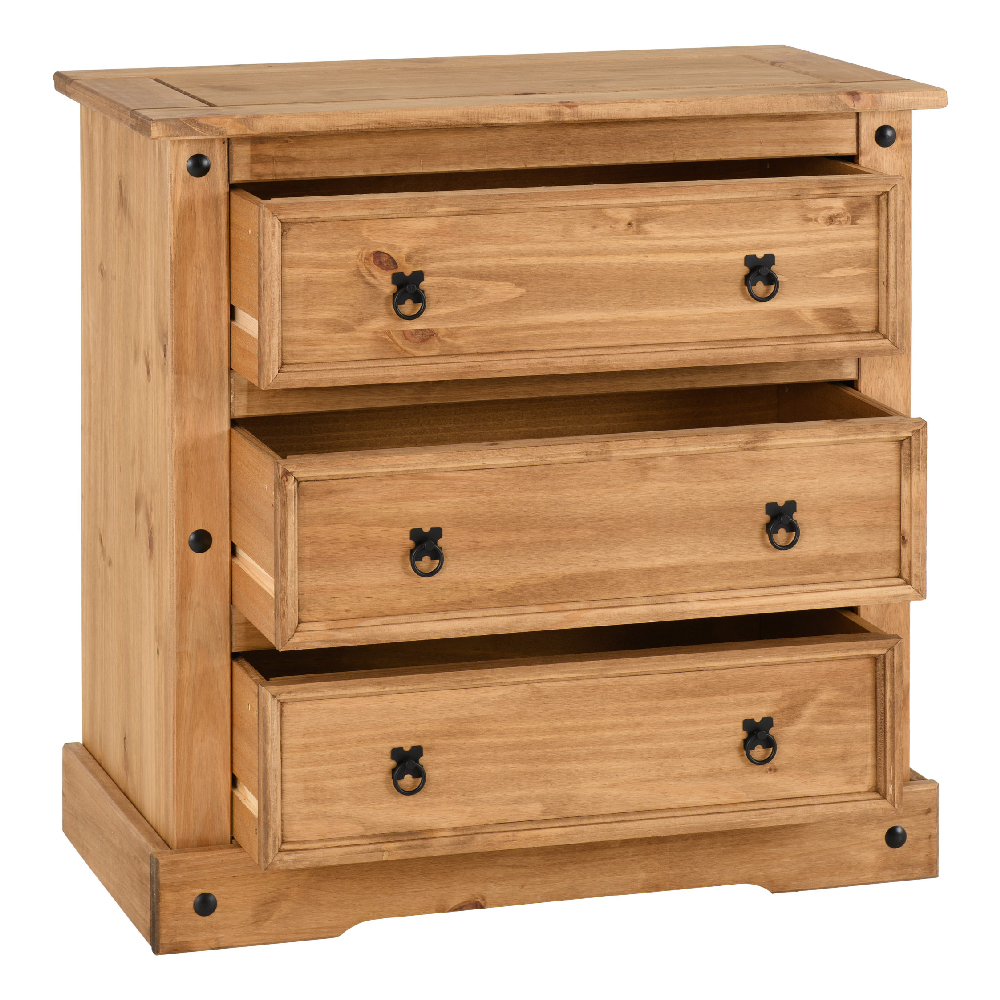 Central Wooden Chest Of 3 Drawers In Oak